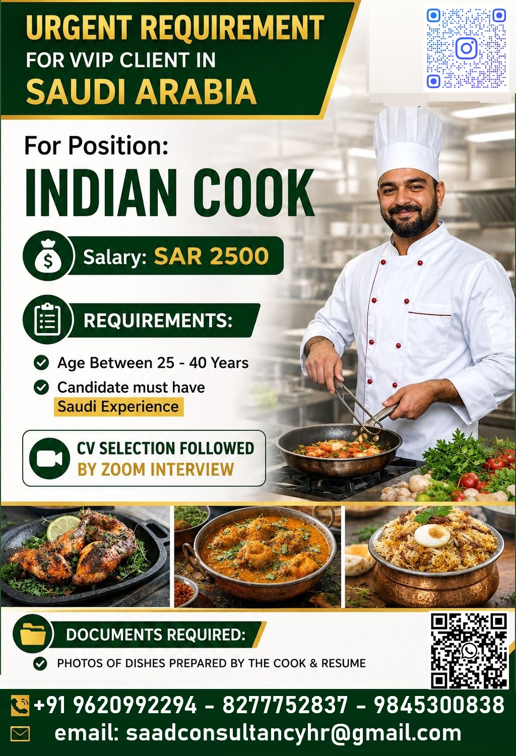 HIRING FOR INDIAN COOK