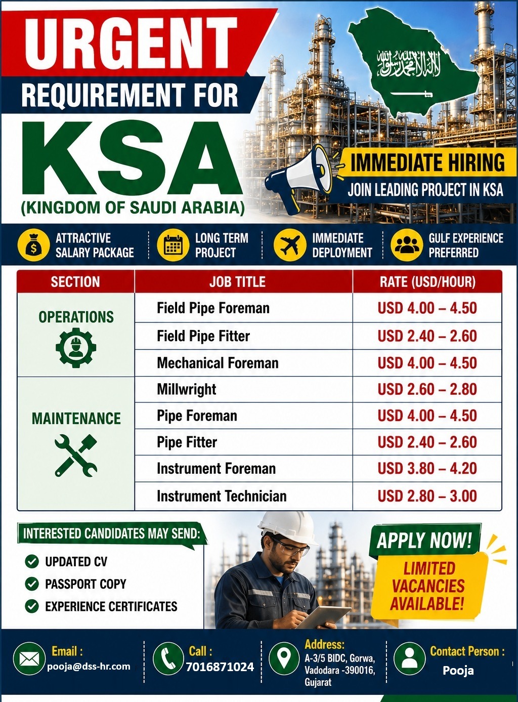 HIRING FOR KSA